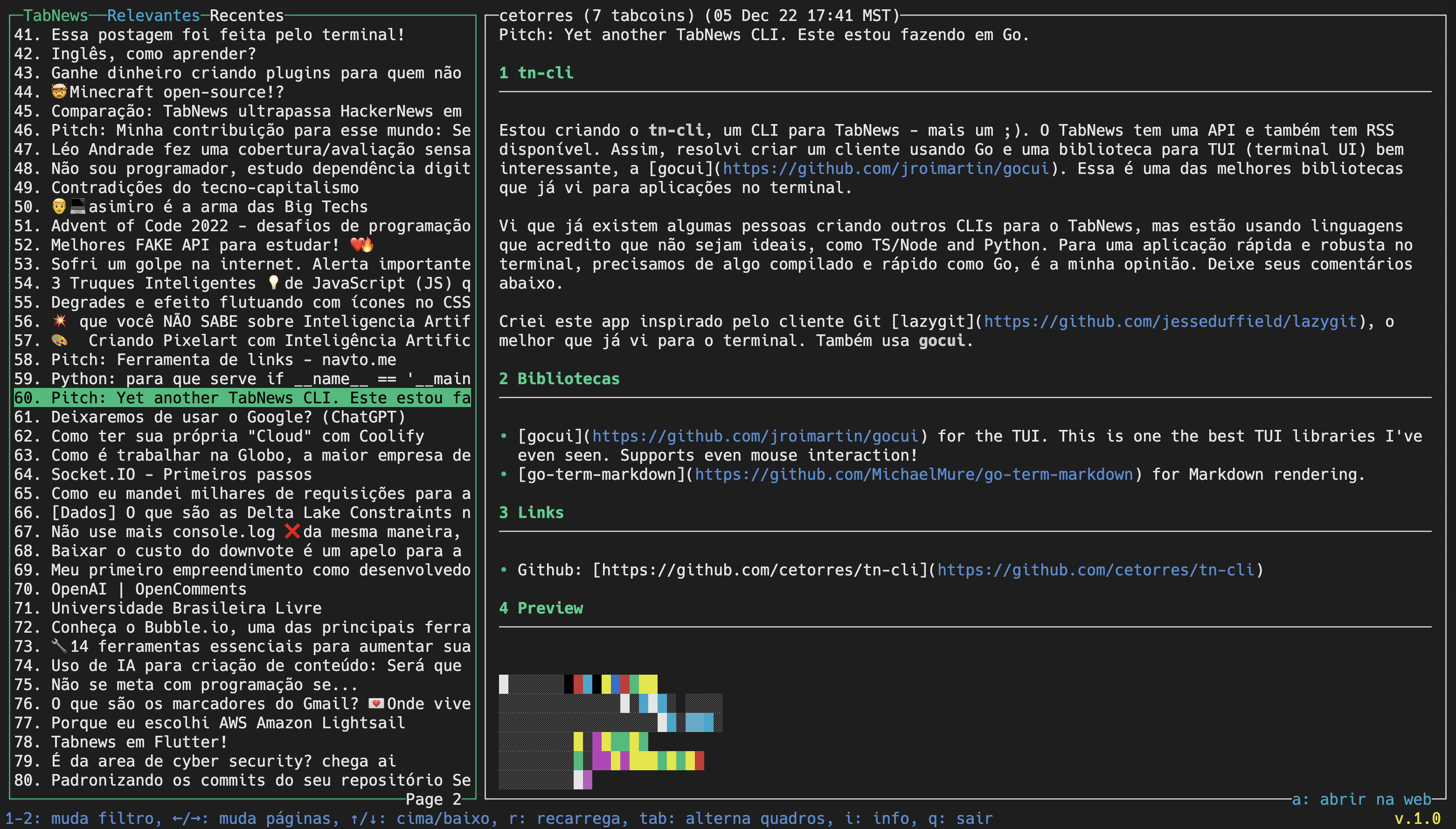 TabNews (tabnews.com.br) CLI made with Go